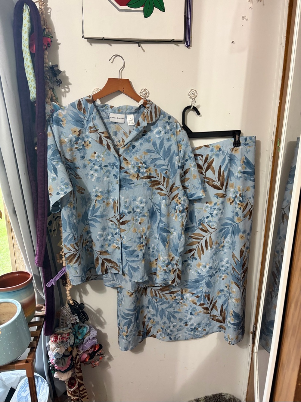 Alfred Dunner blue floral blue and skirt set